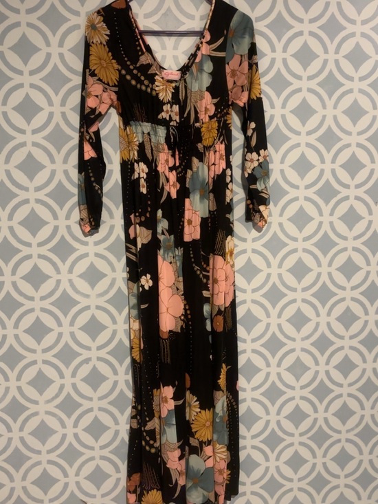 G by Giuliana Dresses & Skirts - G by Giuliana Black Maxi Dress with Pink, Blue & Yellow Floral
